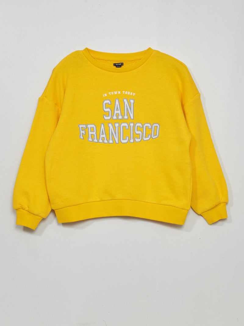 Sudadera de felpa con estampado AMARILLO - Kiabi