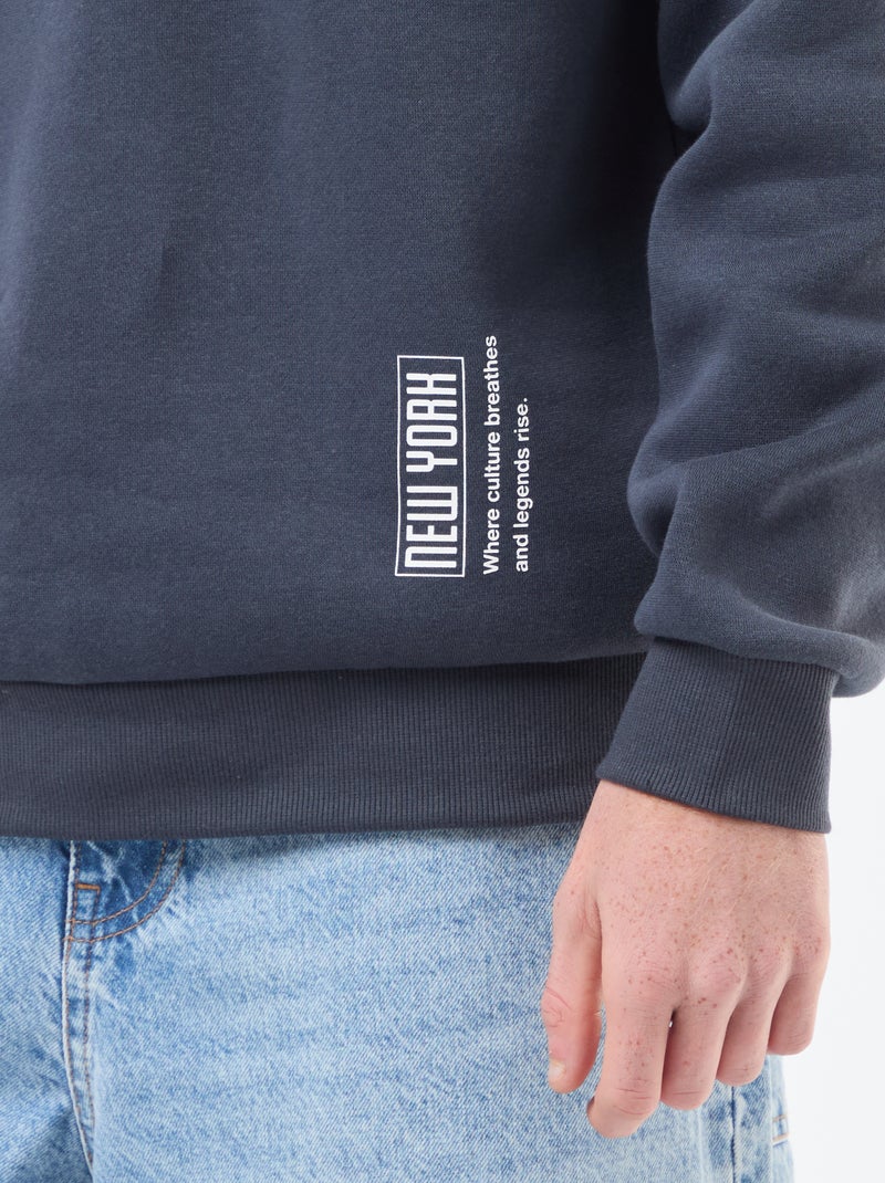 Sudadera de felpa con estampado Azul - Kiabi