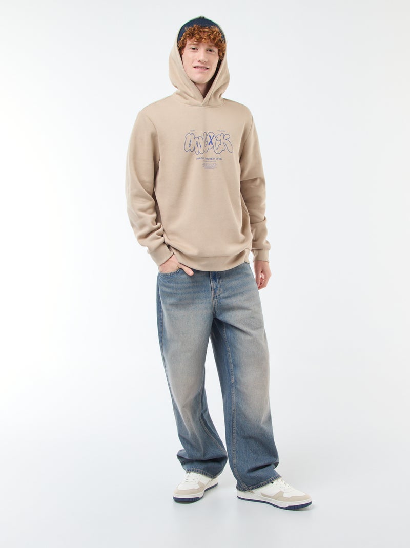Sudadera de felpa con estampado Beige - Kiabi