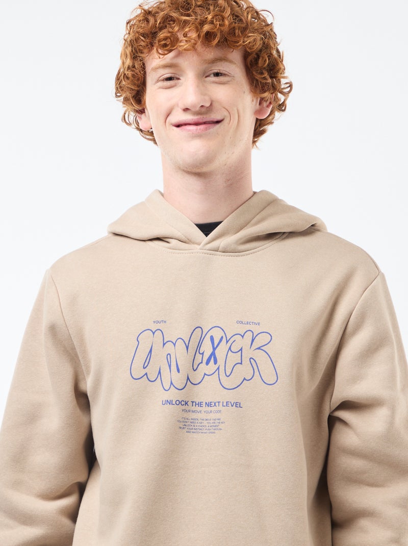 Sudadera de felpa con estampado Beige - Kiabi