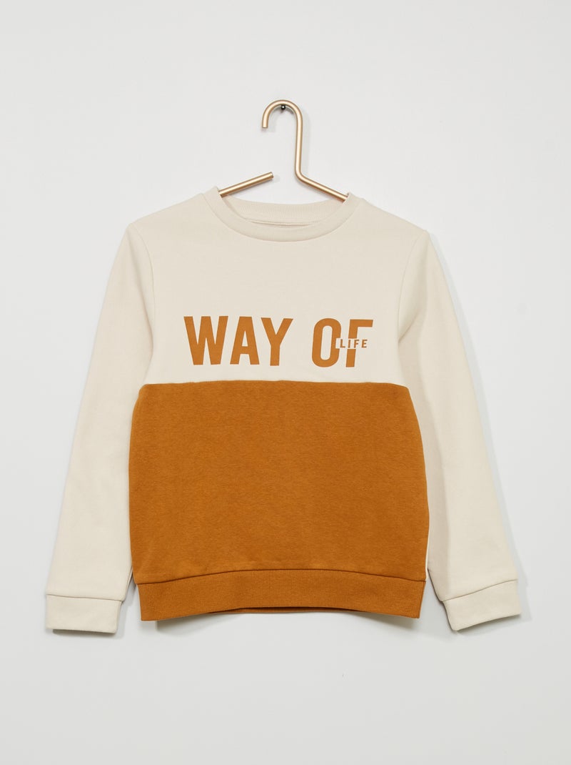 Sudadera de felpa con estampado BEIGE - Kiabi