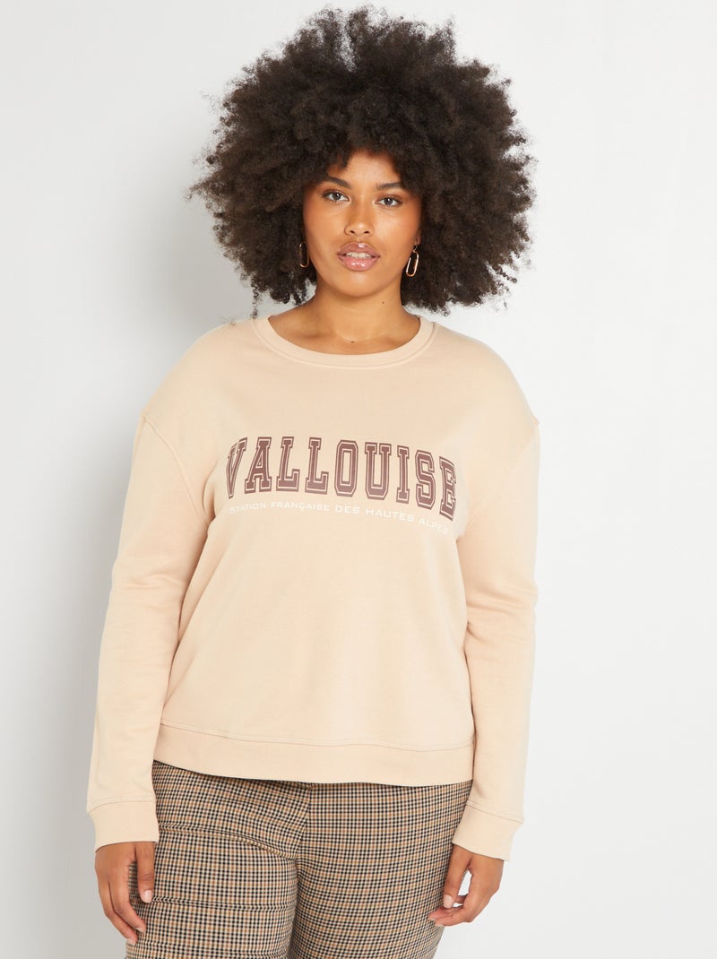 Sudadera de felpa con estampado BEIGE - Kiabi