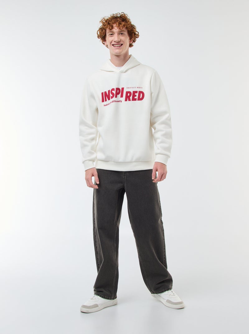 Sudadera de felpa con estampado Blanco - Kiabi