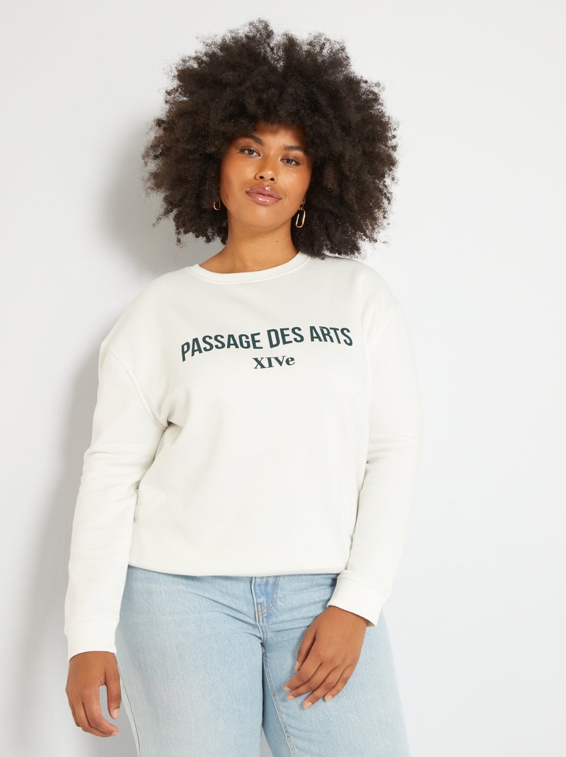 Sudadera de felpa con estampado BLANCO - Kiabi