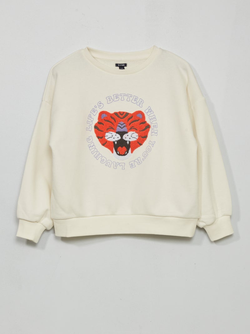 Sudadera de felpa con estampado BLANCO - Kiabi