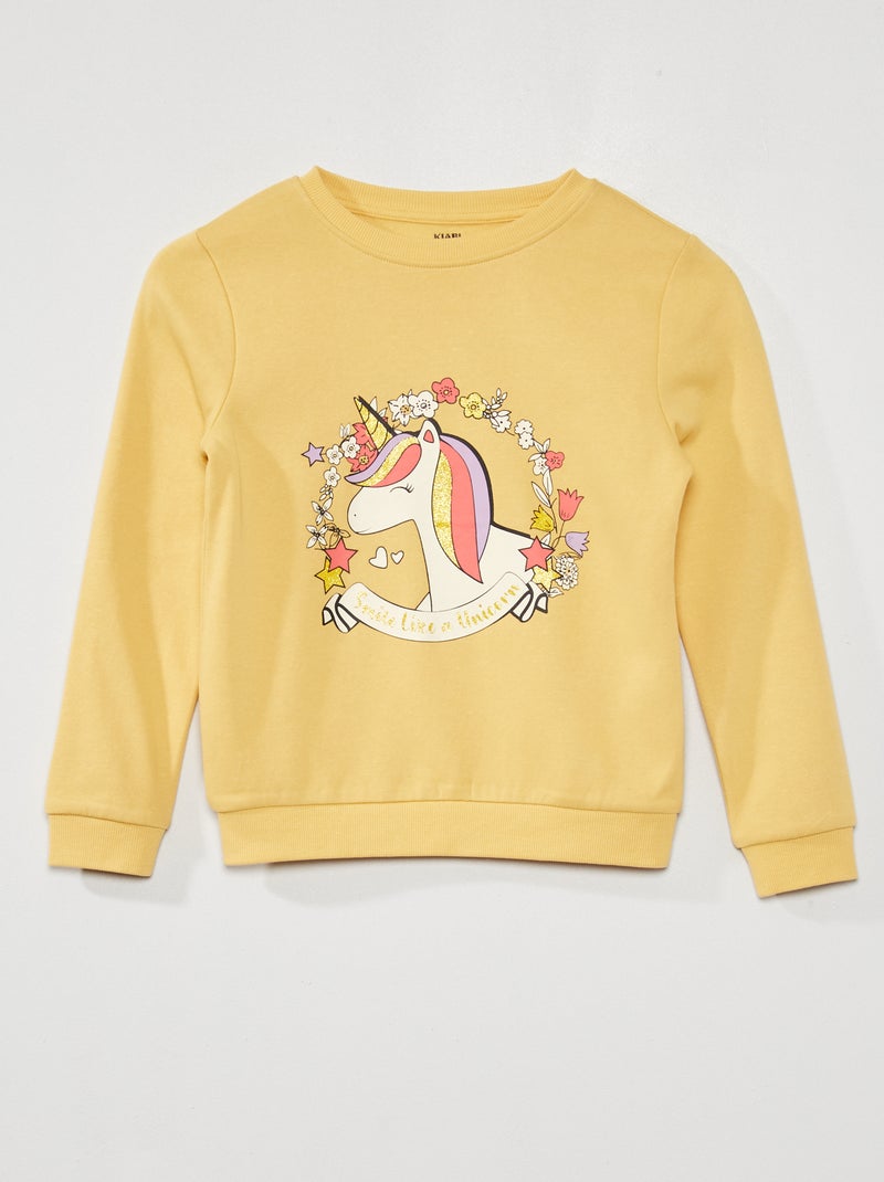Sudadera de felpa con estampado de fantasía AMARILLO - Kiabi
