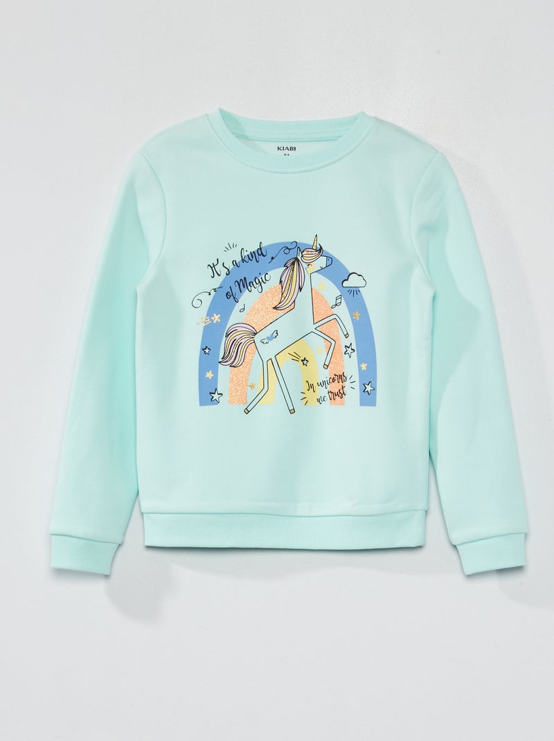 Sudadera de felpa con estampado de fantasía AZUL - Kiabi