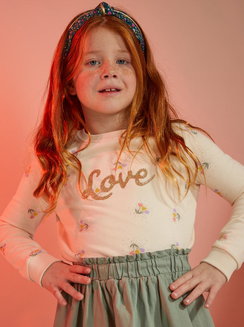 Sudadera de felpa con estampado de fantasía BEIGE - Kiabi