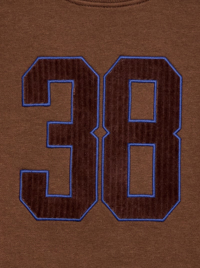 Sudadera de felpa con estampado de terciopelo Marron - Kiabi