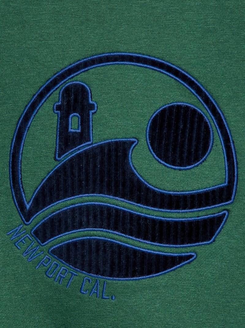 Sudadera de felpa con estampado de terciopelo Verde - Kiabi