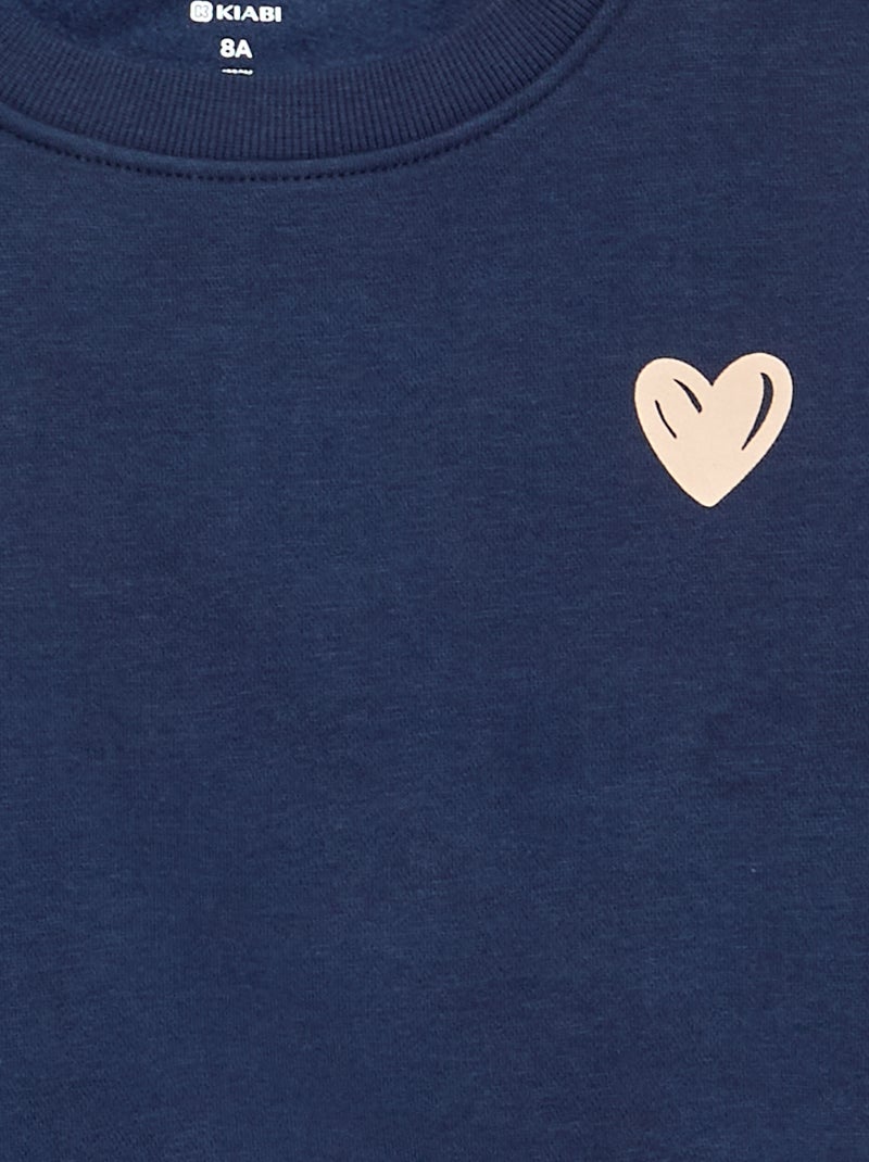 Sudadera de felpa con estampado en el pecho Azul - Kiabi