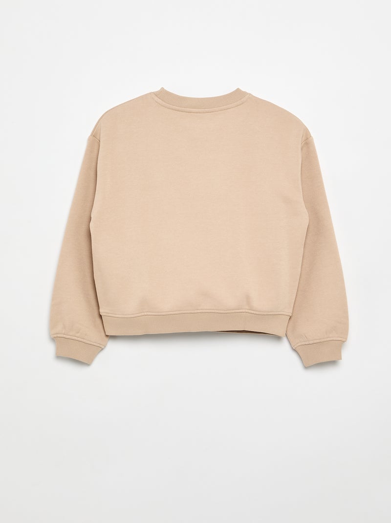 Sudadera de felpa con estampado en el pecho Beige - Kiabi