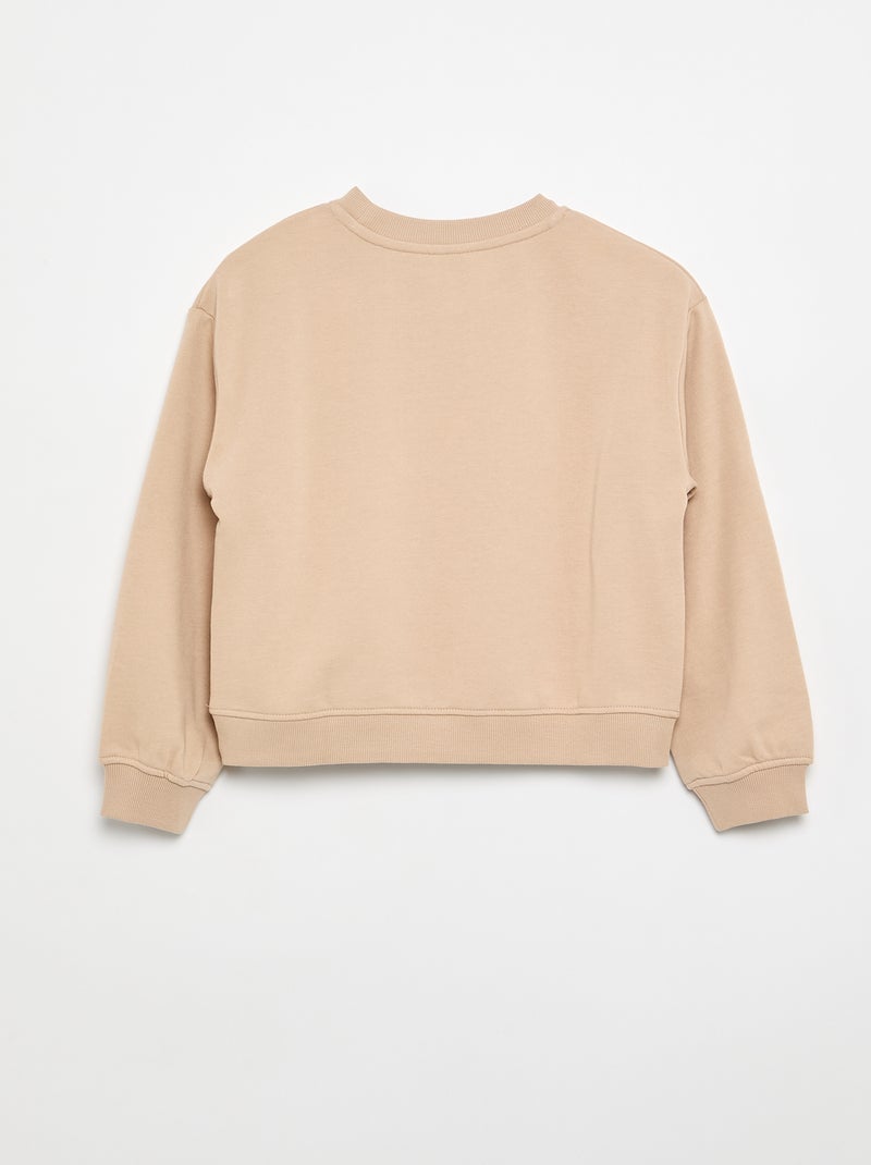 Sudadera de felpa con estampado en el pecho Beige - Kiabi