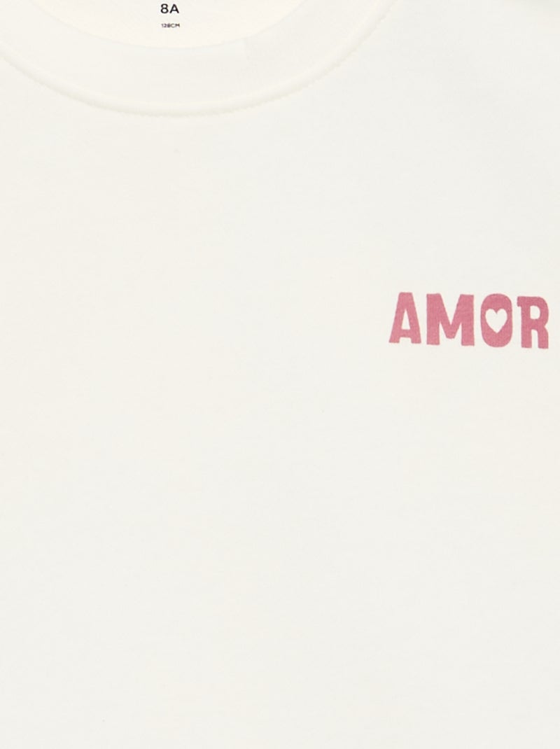 Sudadera de felpa con estampado en el pecho Blanco - Kiabi