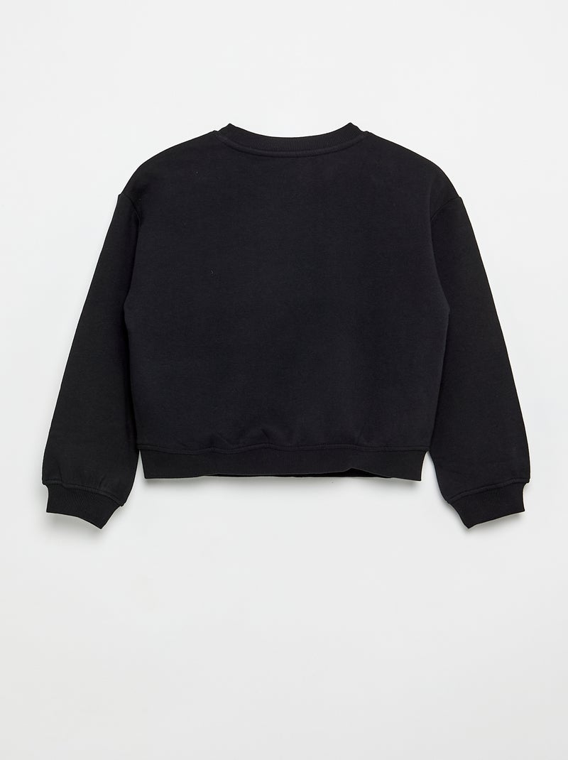 Sudadera de felpa con estampado en el pecho Negro - Kiabi