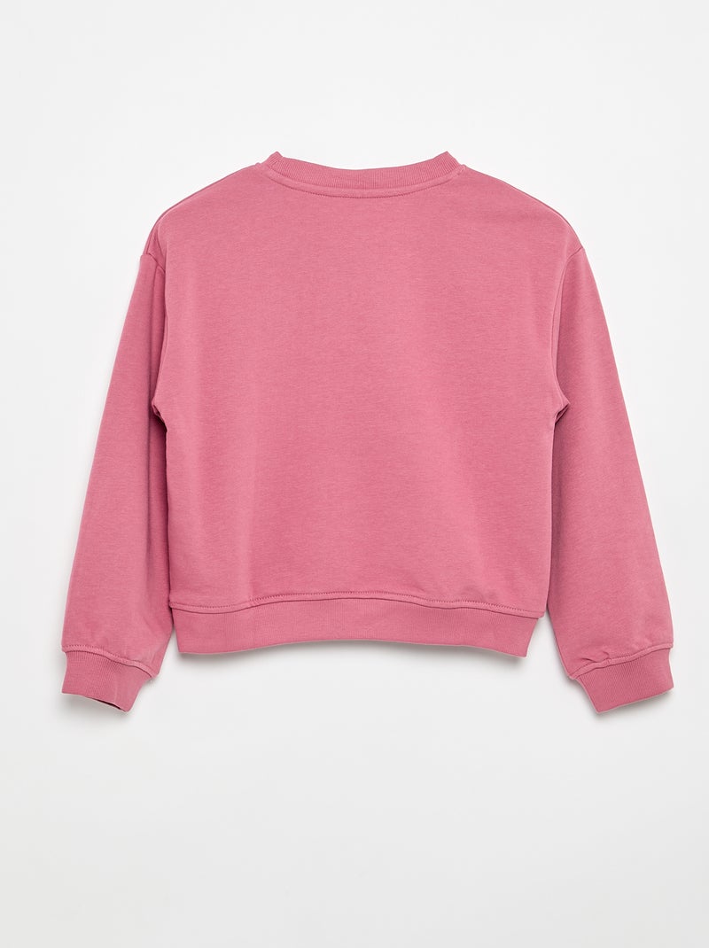 Sudadera de felpa con estampado en el pecho Rosa - Kiabi