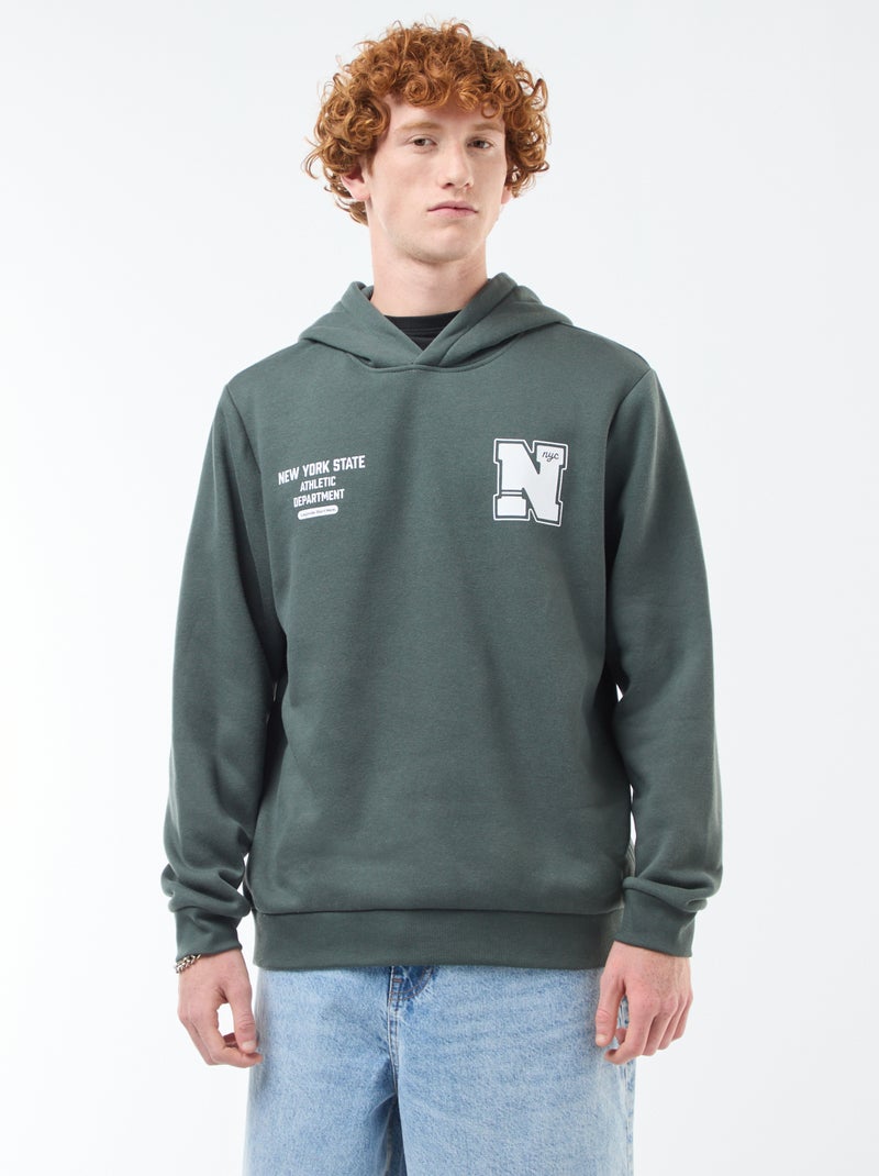 Sudadera de felpa con estampado Kaki - Kiabi