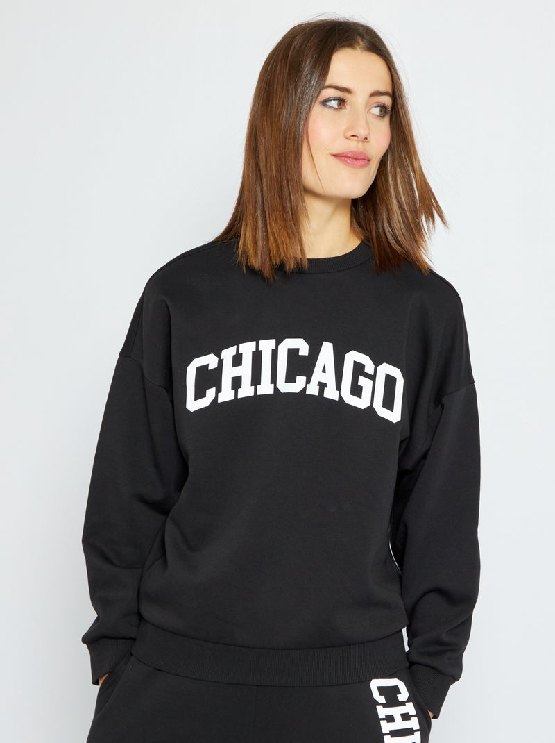 Sudadera de felpa con estampado NEGRO - Kiabi