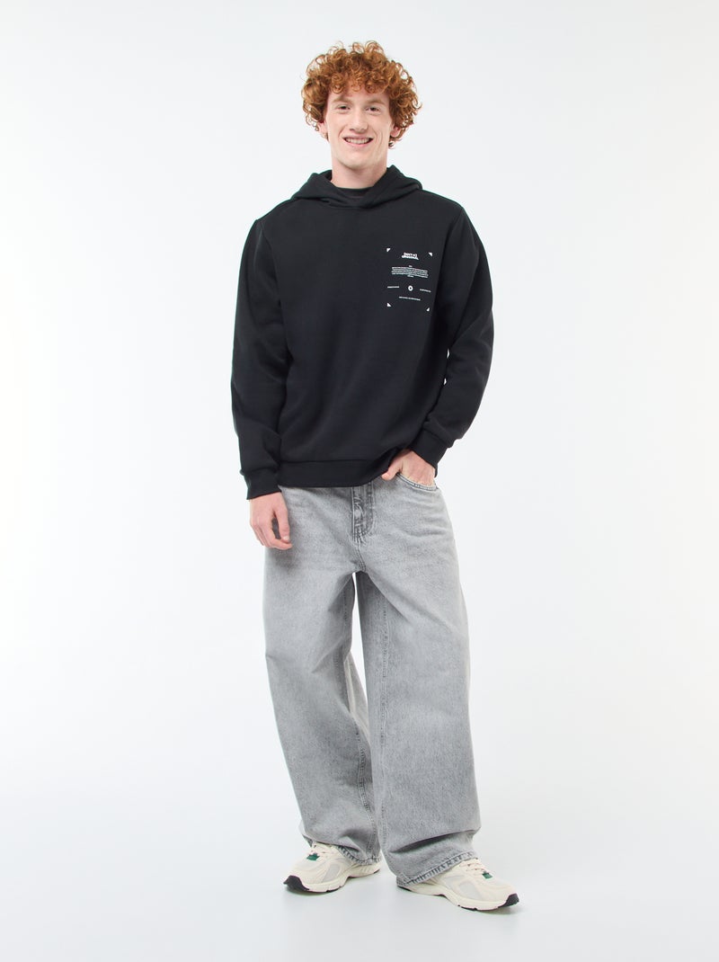 Sudadera de felpa con estampado Negro - Kiabi