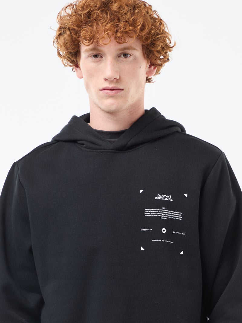 Sudadera de felpa con estampado Negro - Kiabi