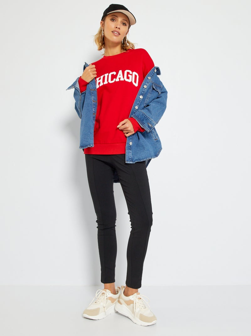 Sudadera de felpa con estampado ROJO - Kiabi