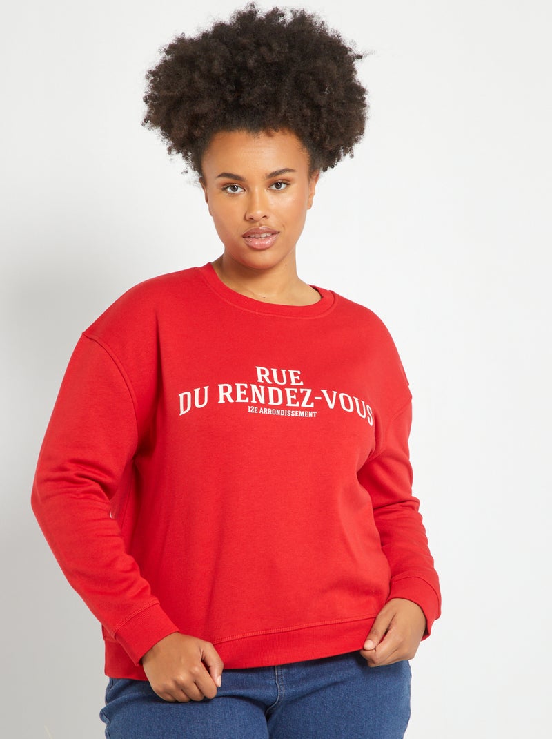 Sudadera de felpa con estampado ROJO - Kiabi