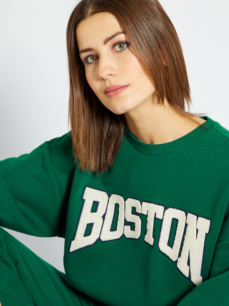 Sudadera de felpa con estampado VERDE - Kiabi
