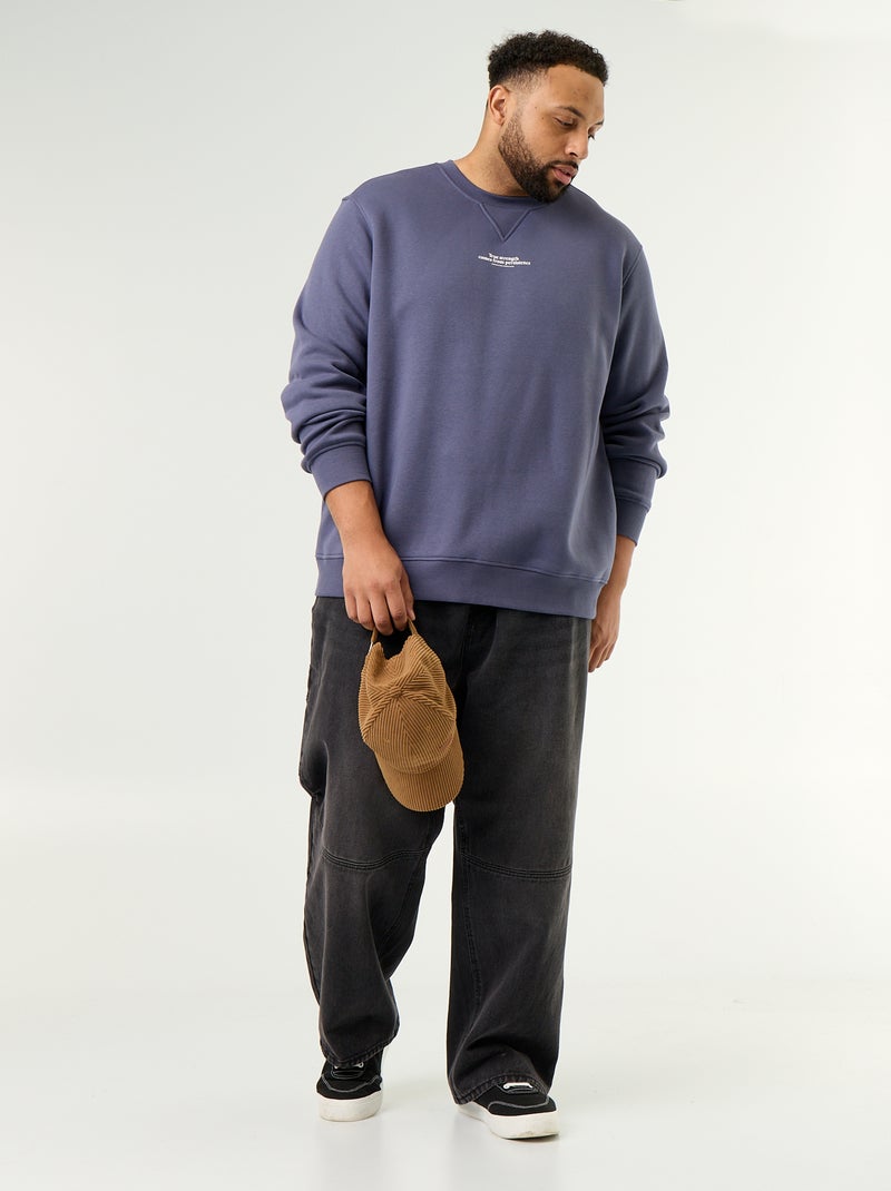Sudadera de felpa con inscripción Azul - Kiabi