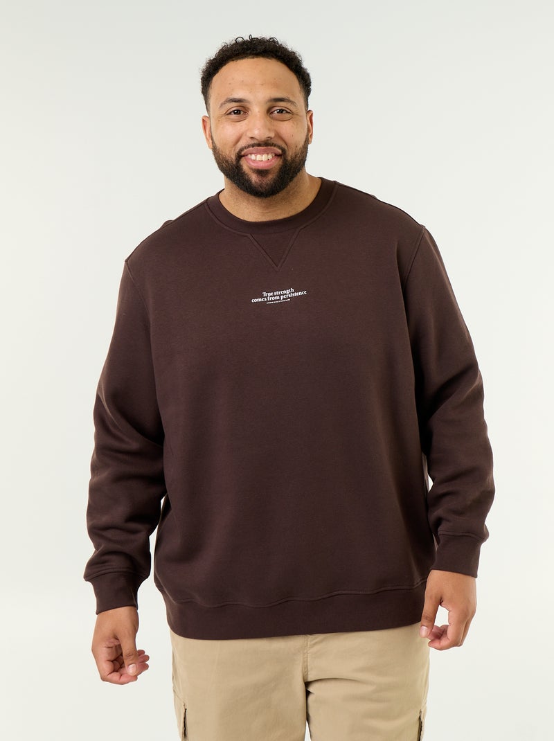 Sudadera de felpa con inscripción Marron - Kiabi