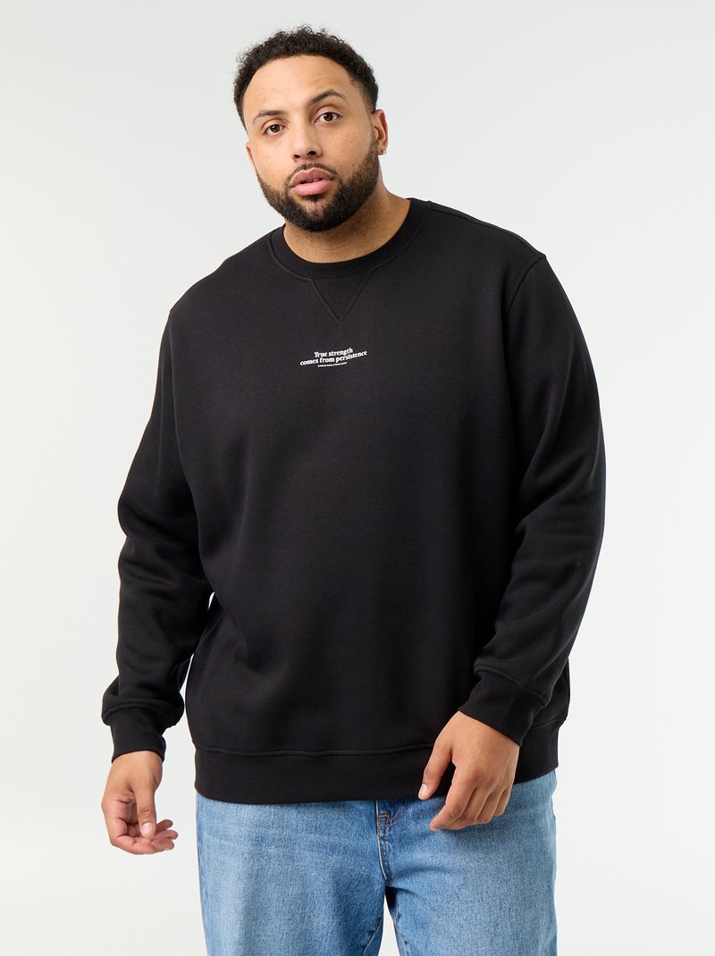 Sudadera de felpa con inscripción Negro - Kiabi