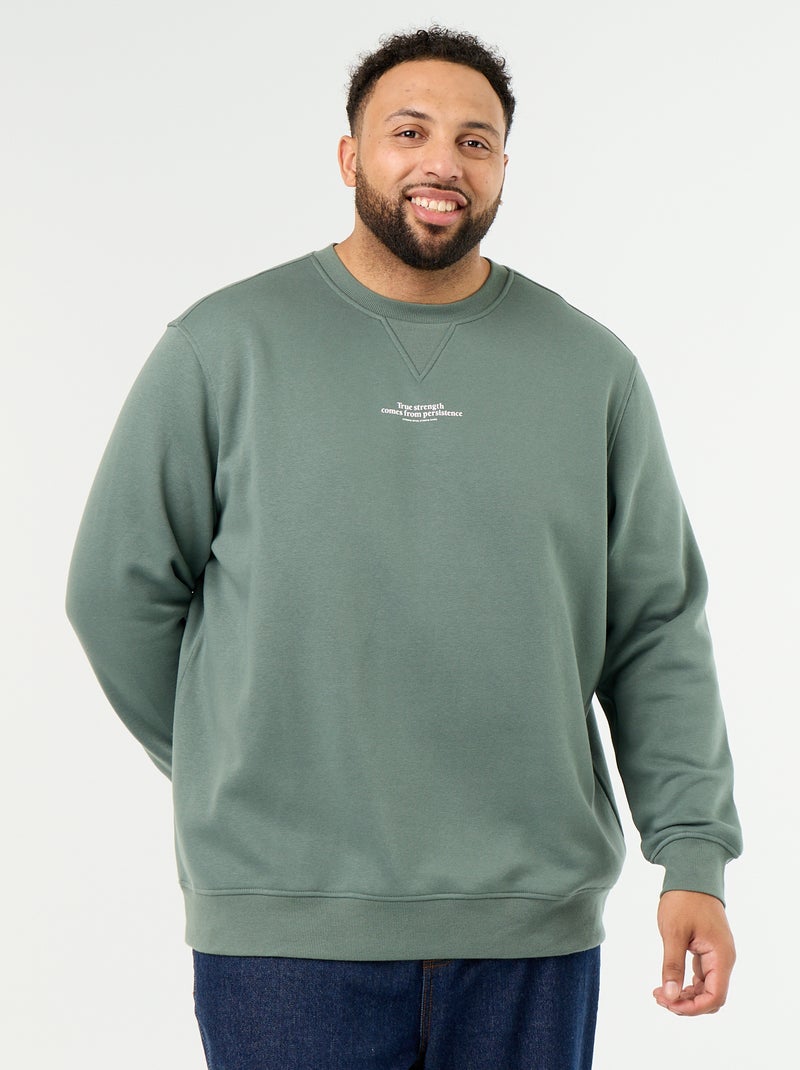 Sudadera de felpa con inscripción Verde - Kiabi