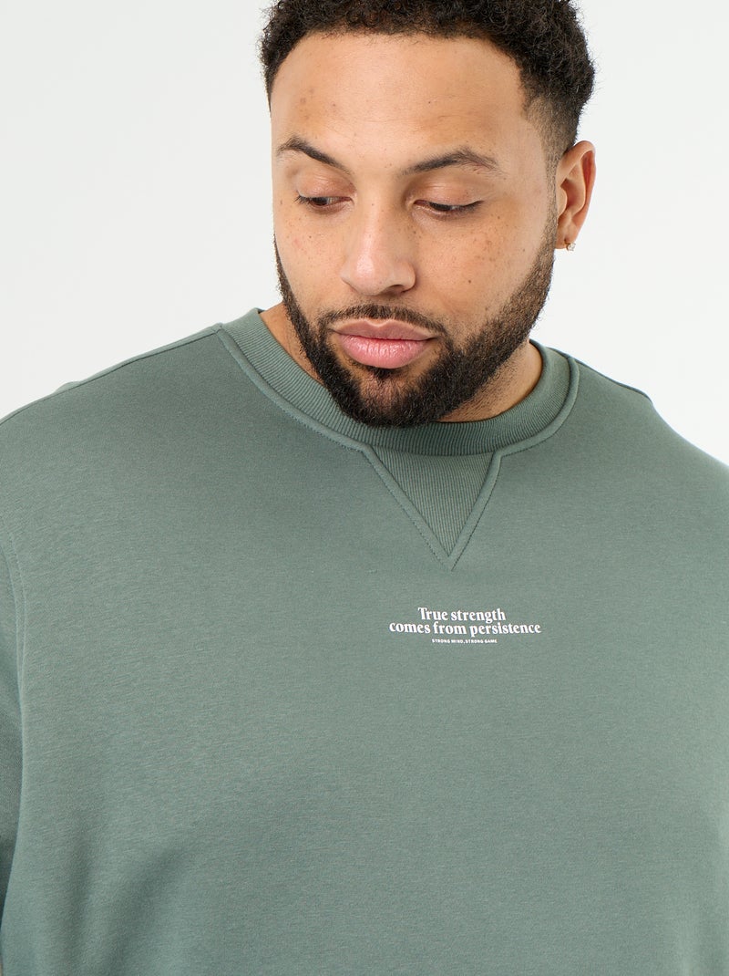 Sudadera de felpa con inscripción Verde - Kiabi