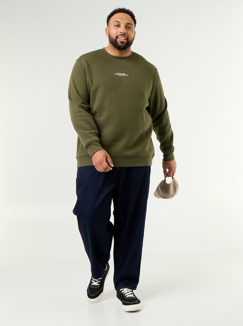 Sudadera de felpa con inscripción Verde - Kiabi