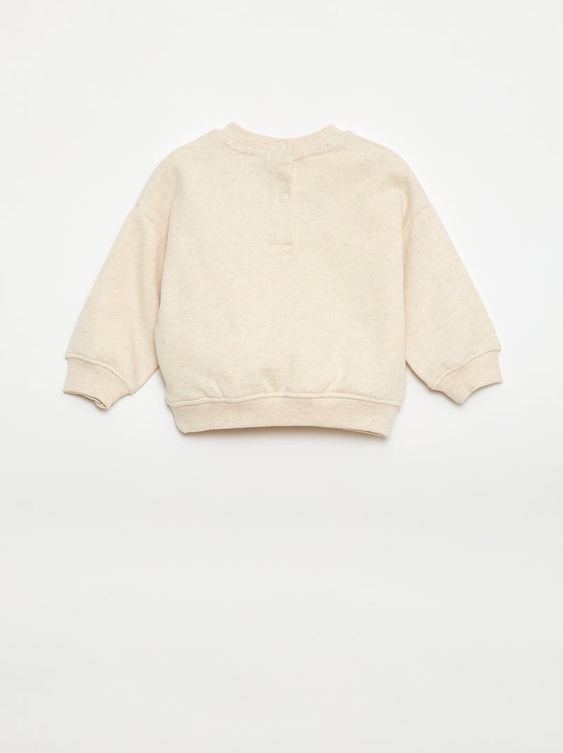 Sudadera de felpa con mensaje Beige - Kiabi