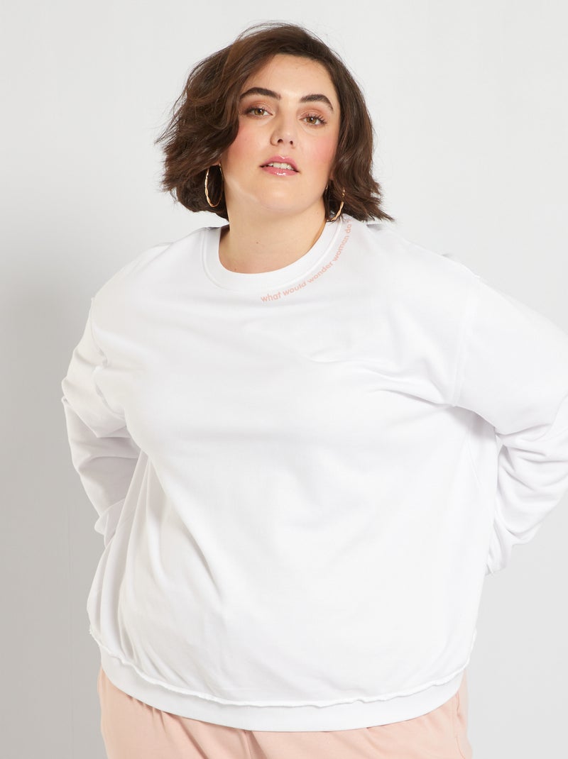 Sudadera de felpa con mensaje BLANCO - Kiabi