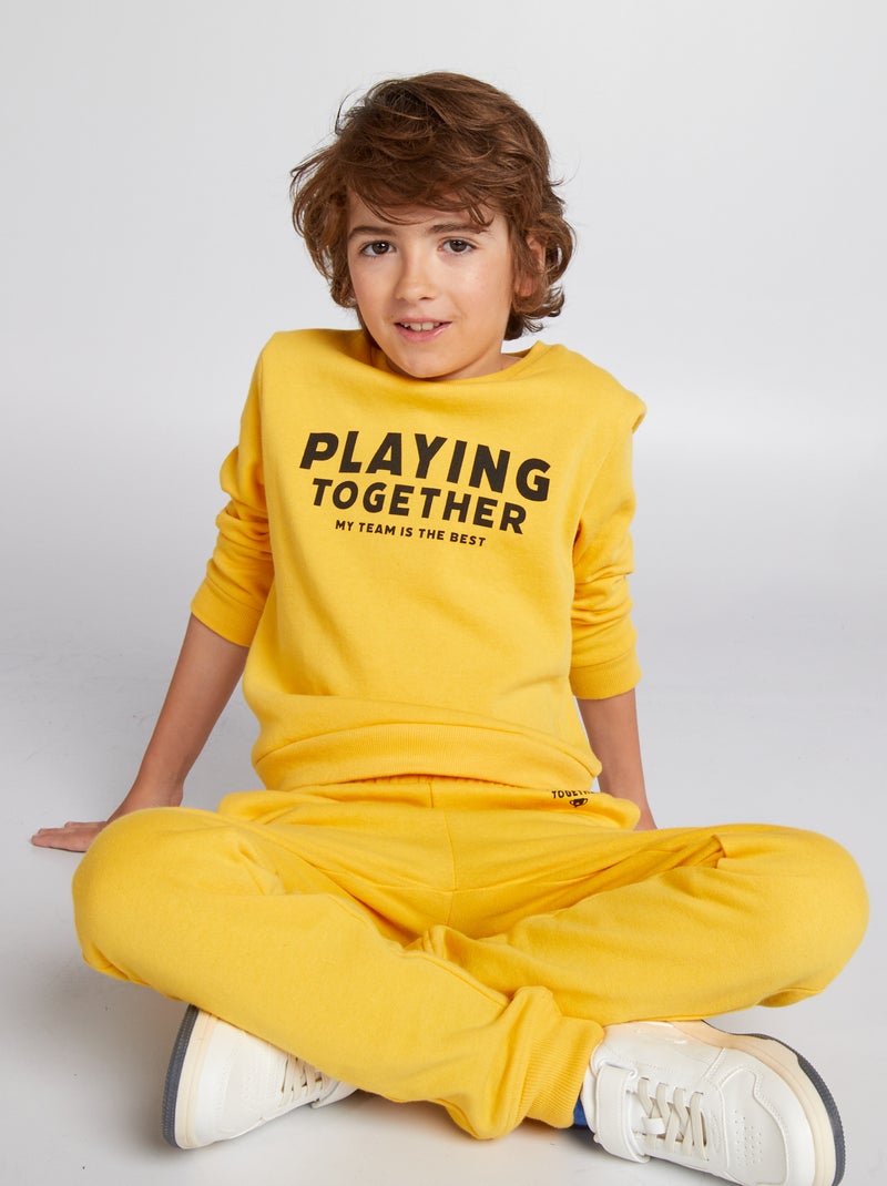 Sudadera de felpa con mensaje estampado Amarillo - Kiabi