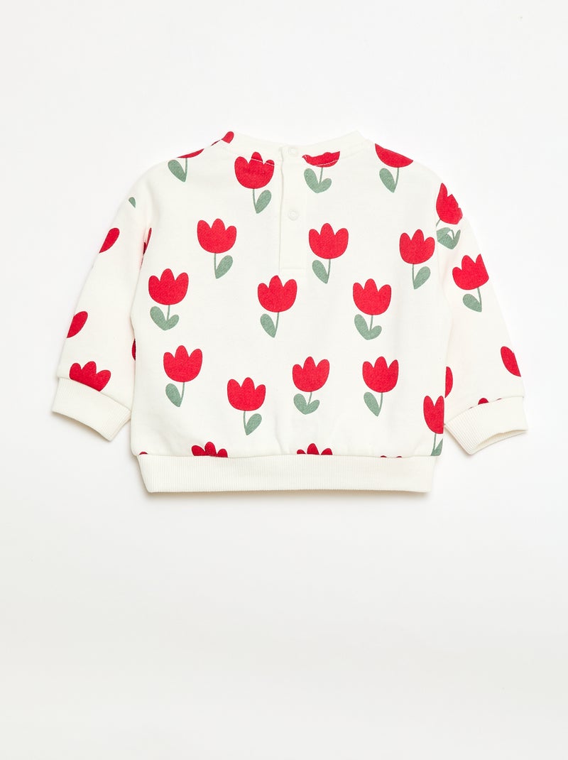 Sudadera de felpa con motivo Blanco - Kiabi