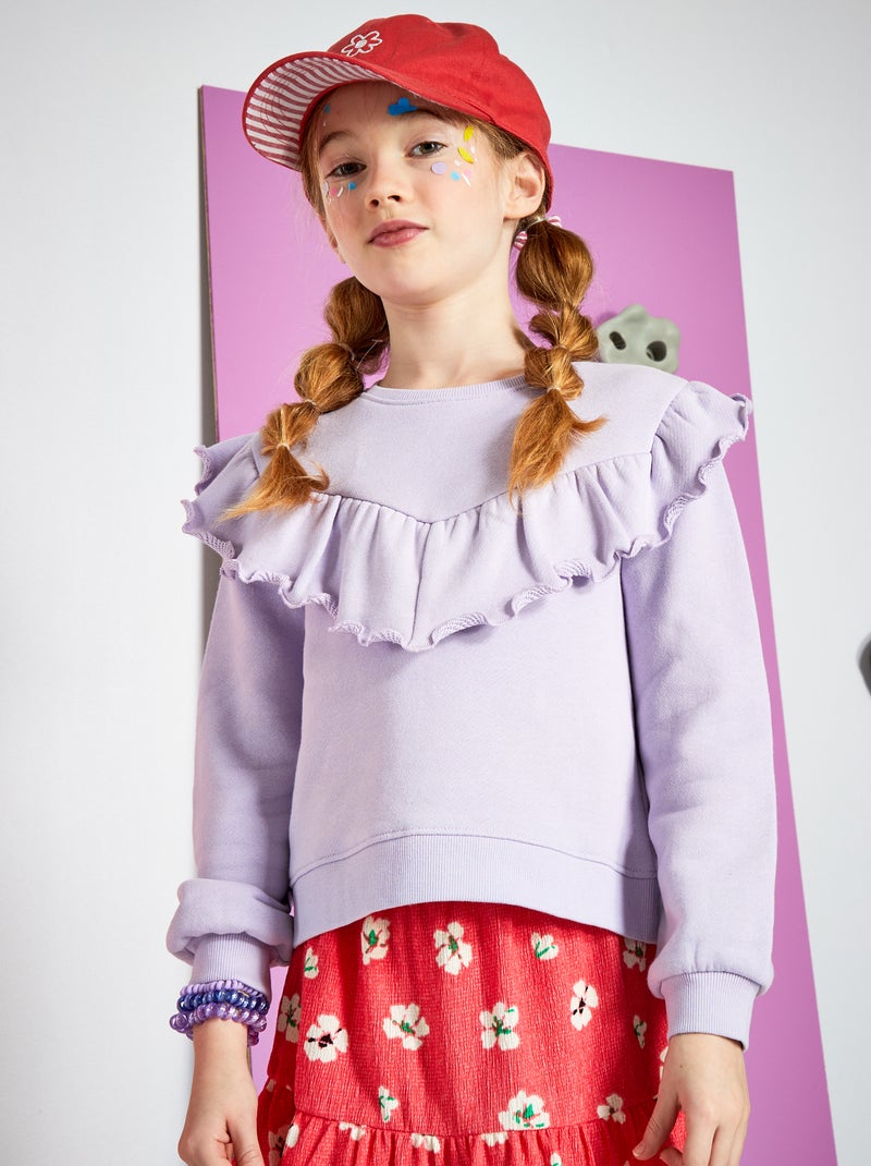 Sudadera de felpa con volantes ROSA - Kiabi