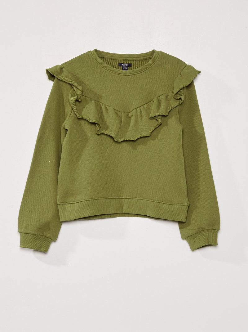 Sudadera de felpa con volantes VERDE - Kiabi