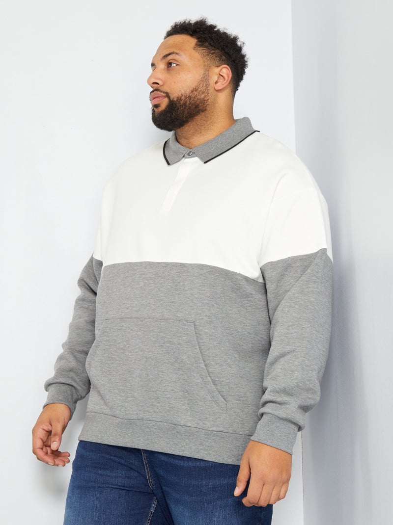 Sudadera de felpa corte polo BLANCO - Kiabi
