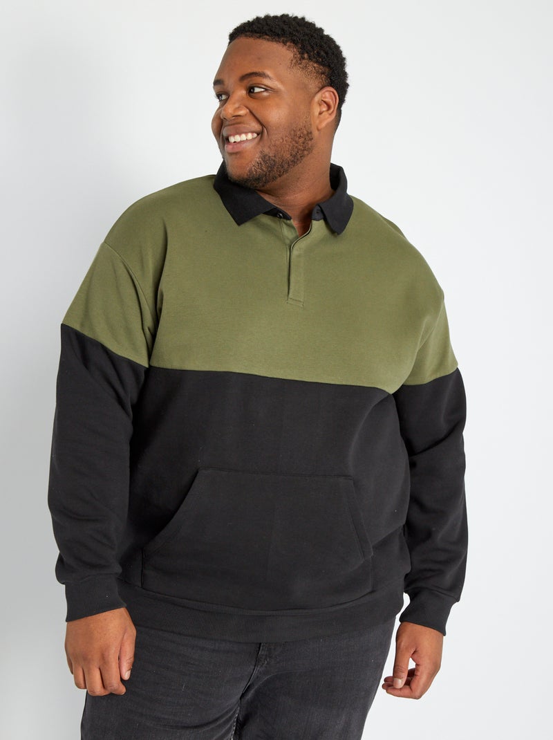 Sudadera de felpa corte polo KAKI - Kiabi