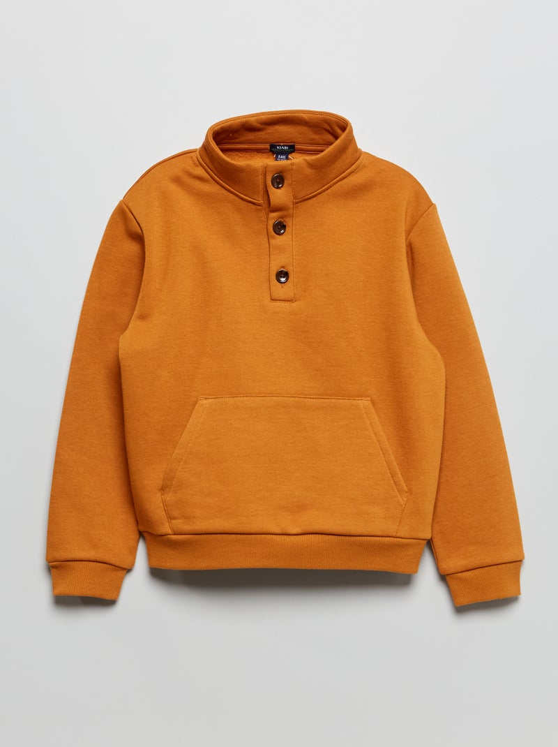 Sudadera de felpa cuello alto MARRON - Kiabi