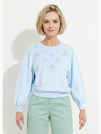 Sudadera de felpa de puro algodón bordado calado - Afibel