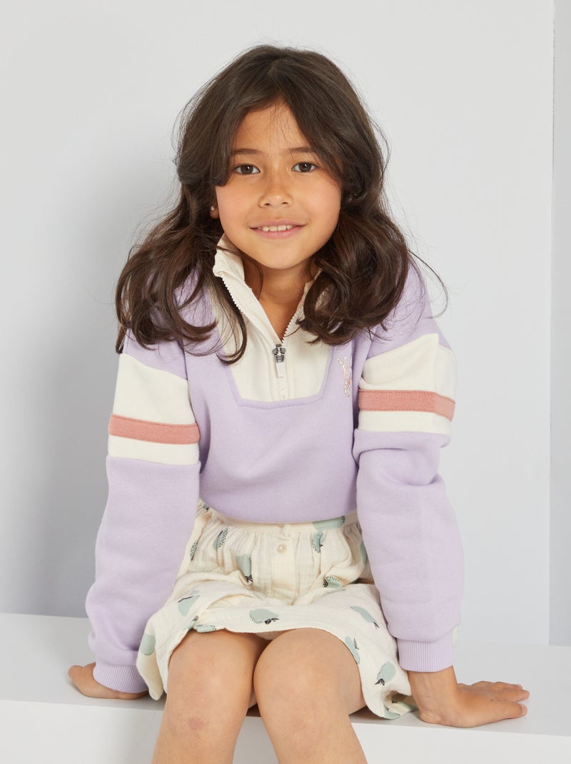 Sudadera de felpa de cuello de cremallera PURPURA - Kiabi