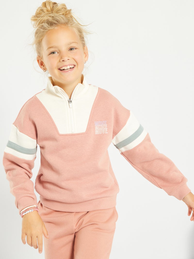 Sudadera de felpa de cuello de cremallera ROSA - Kiabi