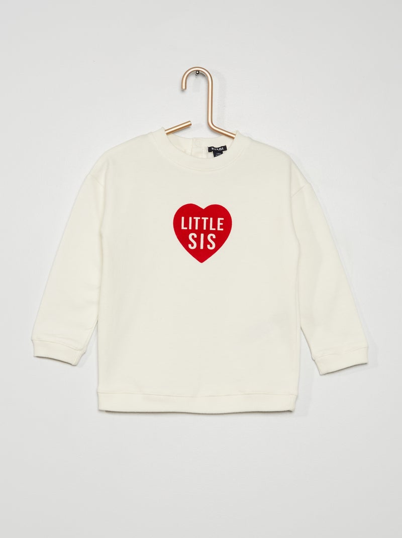 Sudadera de felpa de cuello redondo BLANCO - Kiabi