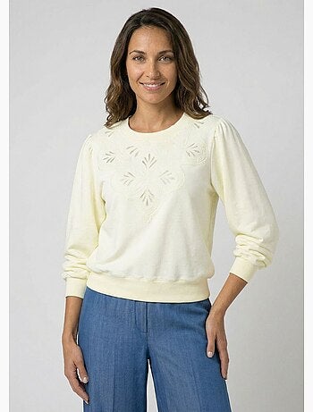 Sudadera de felpa de puro algodón bordado calado - Afibel