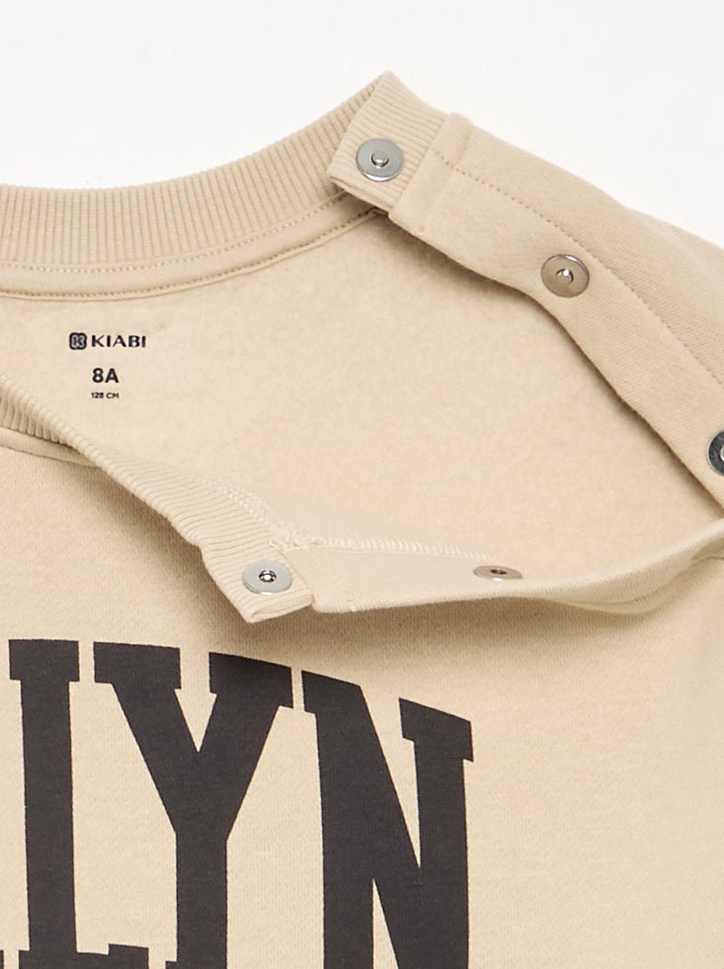 Sudadera de felpa estampada - colección fácil de poner Beige - Kiabi