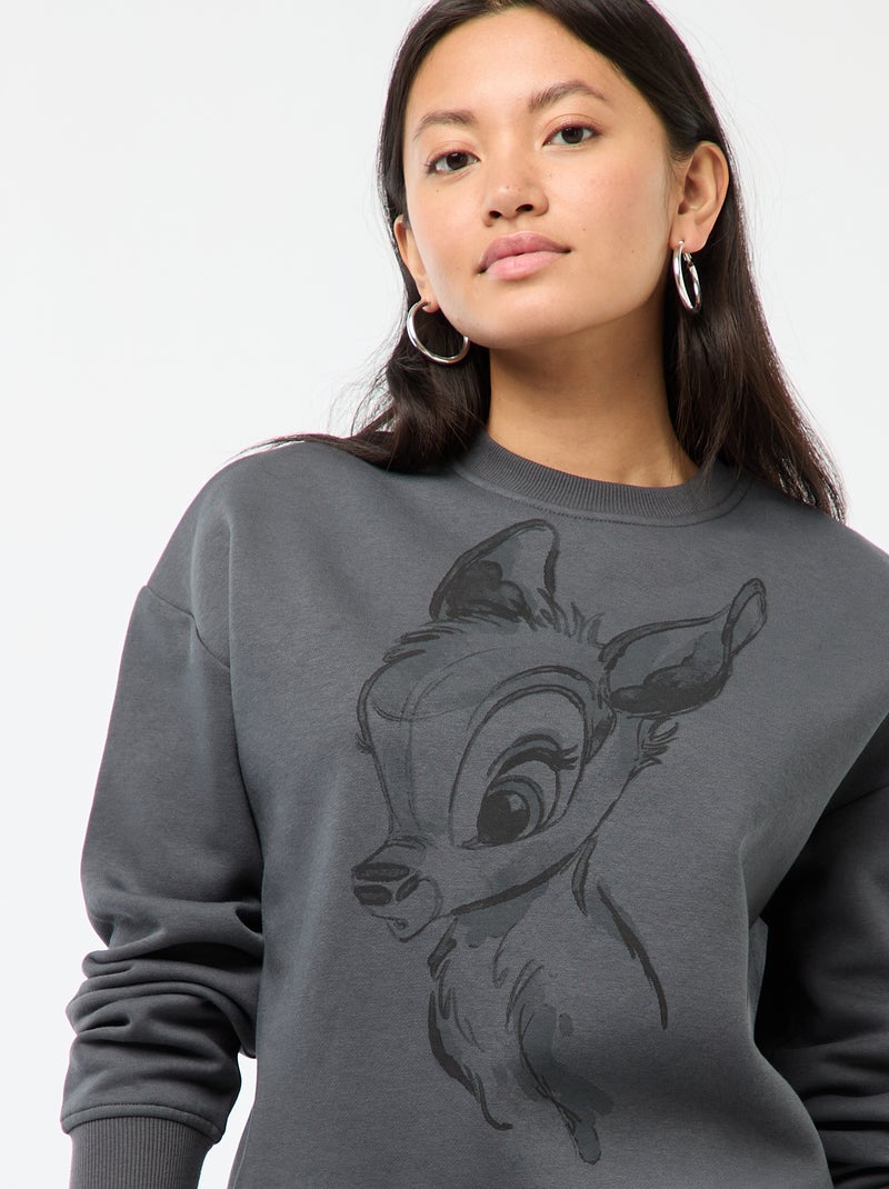 Sudadera de felpa estampada 'Bambi' Gris - Kiabi