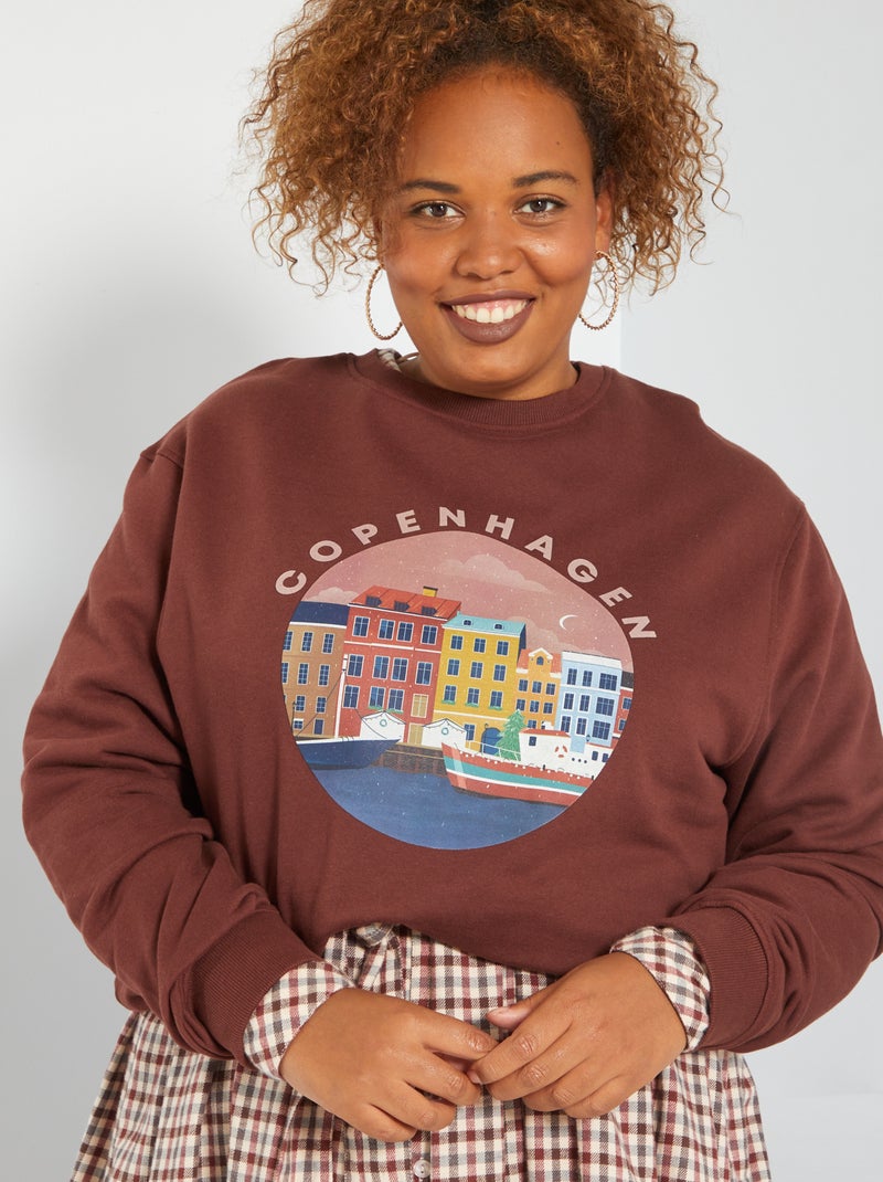 Sudadera de felpa estampada 'Copenhague' MARRON - Kiabi